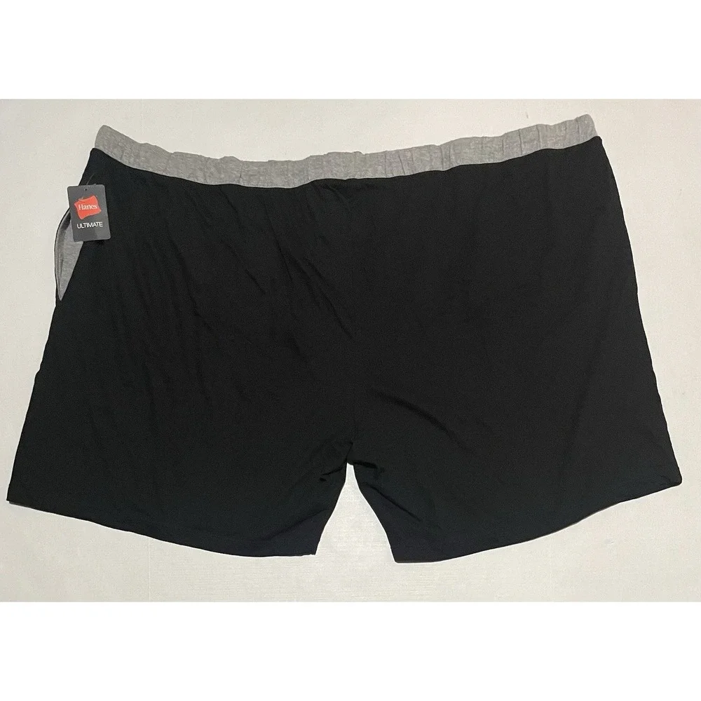 NWT Hanes Classics Cotton Blend Boxers Men's Plus‎ Size 7X Lot Of 2 Black Gray